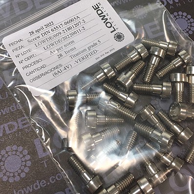 28 Screws DIN 65517-06005A (Mj6x15 mm.) - 28 Screws DIN 65517-06005A (Mj6x15 mm.) Titanium grade 5 (6Al-4V)