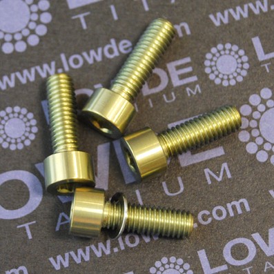 Conjunto 4 tornillos DIN 912 M6x18 titanio gr. 5 (6Al4V) anodizados oro