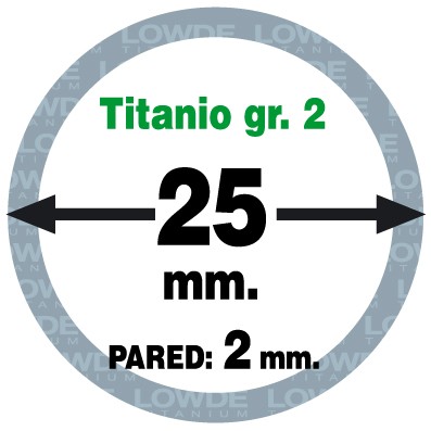 Tubo 1 metro de TITANIO gr. 2 ASTM B338 en diámetro 25 mm. Grosor pared: 2 mm.